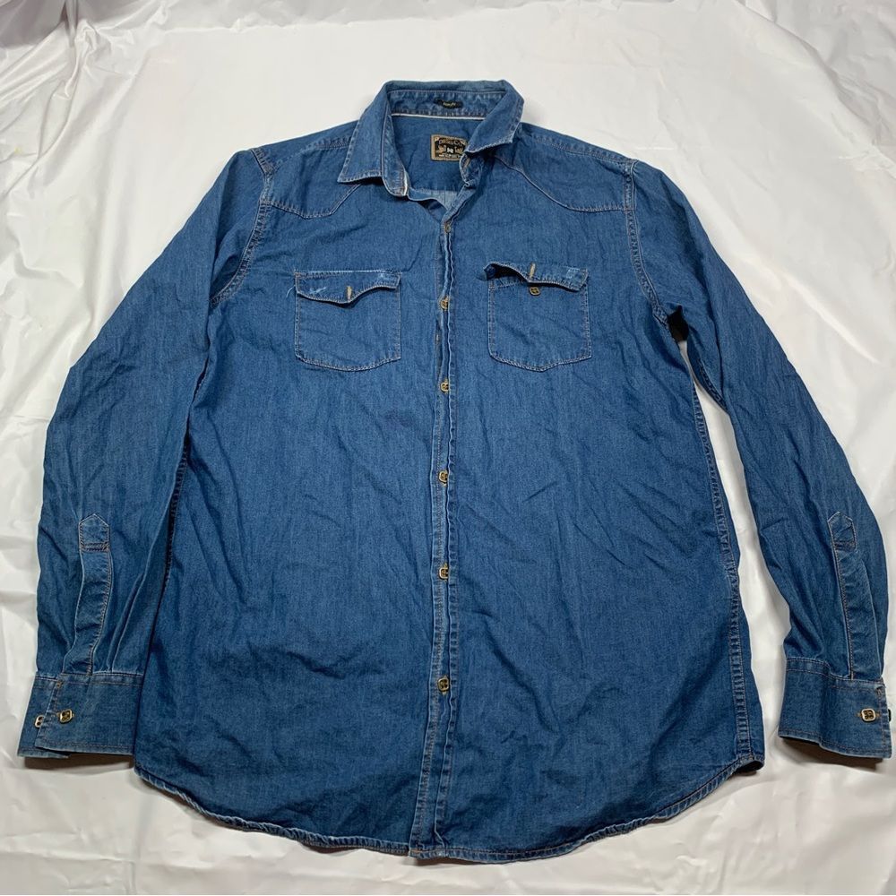 Diesel Industry Denim Slim Fit Shirt Men Size XL Long Sleeve Button Up